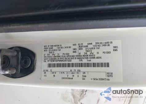 2022 Ford F-150 Xlt from USA, damaged, VIN 1FTEW1EP9NKD57222